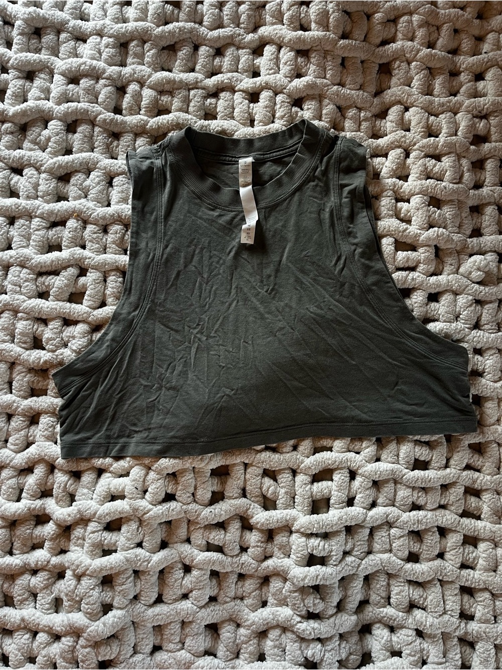 Lululemon Olive Green Cropped Muscle Tank Top